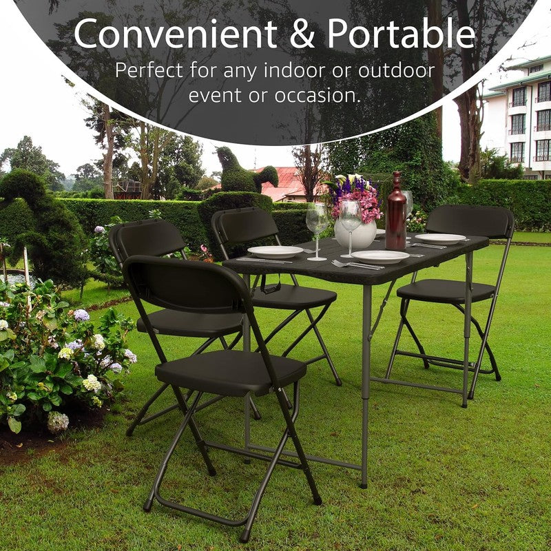 4FT Foldable Table Adjustable Height Steel Legs Heavy Duty Portable1