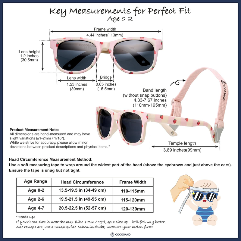 Polarized Baby Sunglasses UV400 Flexible Strap Infant Toddler 0 24M5