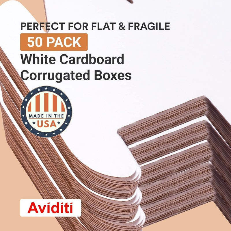 Small Corrugated Mailing Boxes 8"x4"x2" (50 Pack)   White Cardboard Shipping2