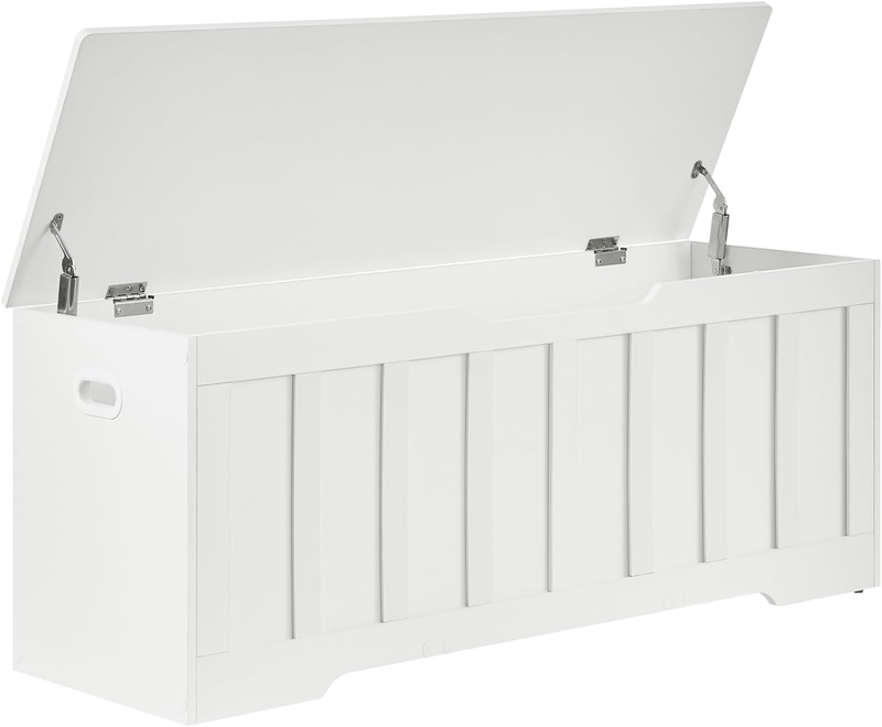 47.2'' Wooden Storage Chest Trunk Flip Top Bench Shoe Storage White8