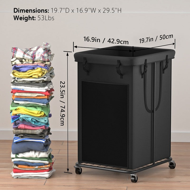 150L Large Laundry Hamper, Oxford Fabric w/ Wheels & Removable Bag – Black5