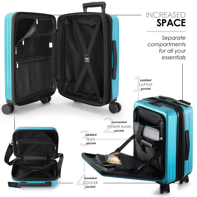 22" Hardside Carry on Luggage 22X14X9 Airline Approved and Expandable Luggage, F3