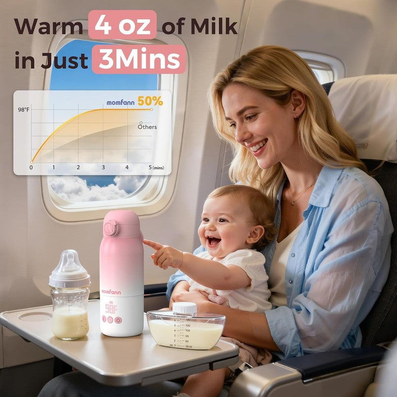 Portable Baby Bottle Warmer Dual Heat Breastmilk Water 12oz Pink2