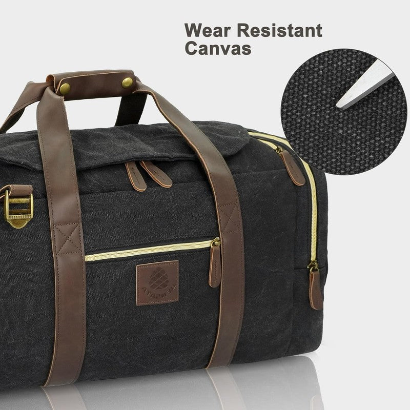 Duffle Bag for Travel, 50L Canvas Duffle Bag Vintage Travel Bag Overnight Bag wi3