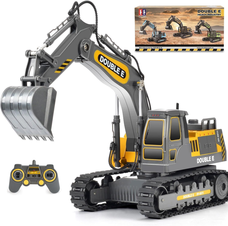 Remote Control Excavator Toy Gray Hydraulic RC Construction Vehicle for Kids0