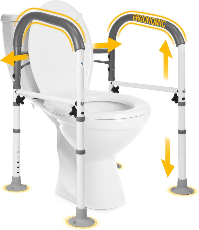 Medical Deluxe Adjustable and Foldable Toilet Safety Frame, Bathroom Handrail As7
