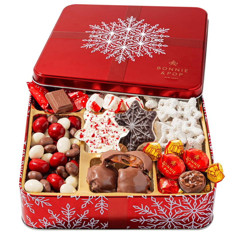 'S Holiday Tin- with Assorted Christmas Chocolate, Nuts, Bark, Truffles – Festiv10