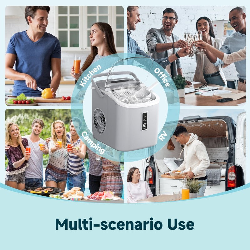 Portable Countertop Ice Maker with Handle 26Lbs/24H 9 Bullet Ice Self Cleaning3