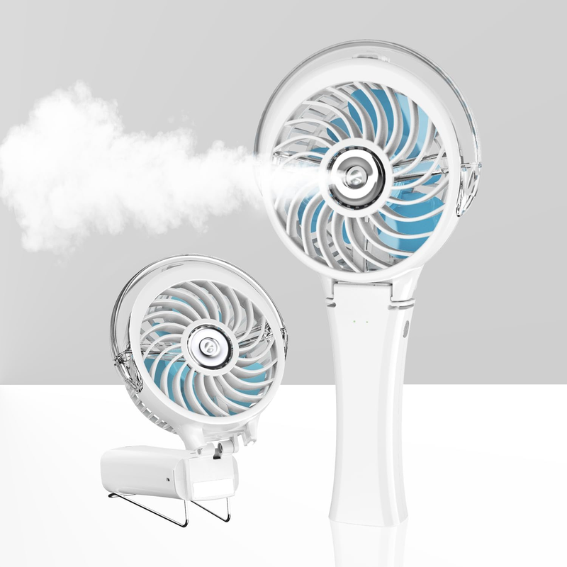 Portable Misting Fan USB Rechargeable Handheld Mini Cooling Fan White0