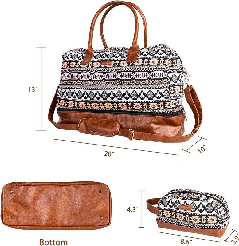 Canvas Weekender Duffle Bag Multi Carry On Travel Tote w/ Shoe Pouch1