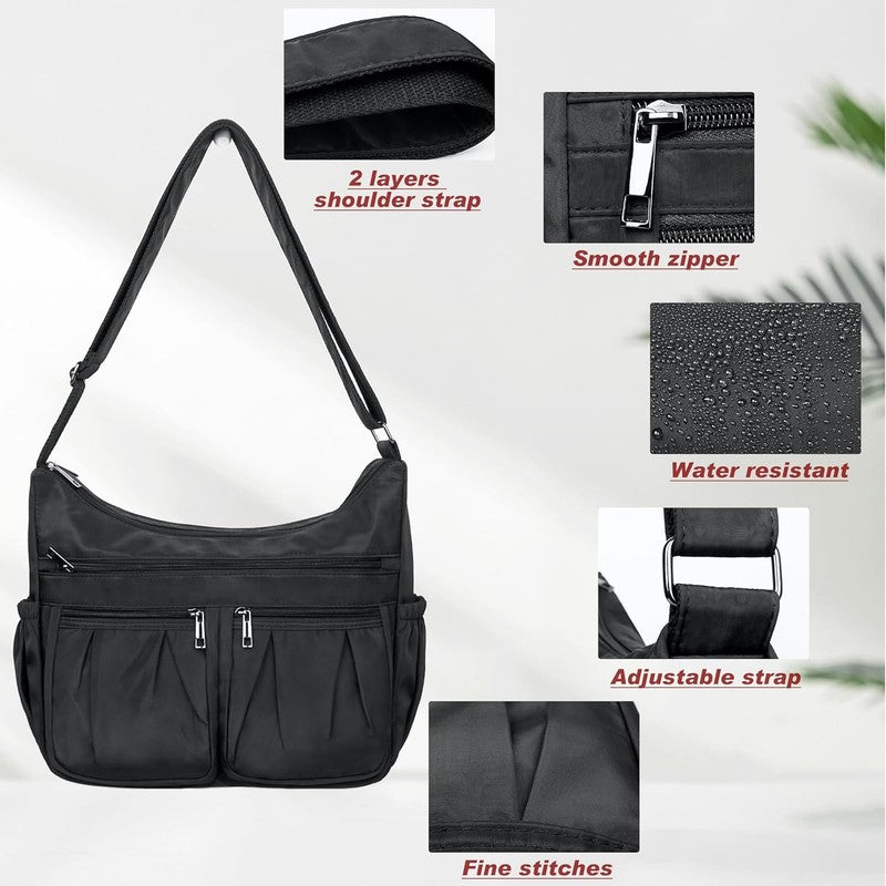 Women Crossbody Bag Waterproof Nylon Lightweight Shoulder Travel Handbag Purse5