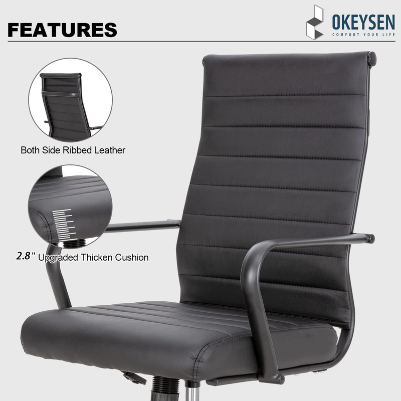 Black Executive Office Chair Ergonomic Leather Swivel Adjustable5