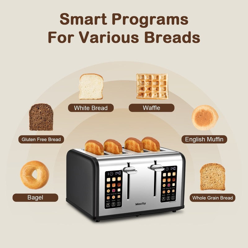 4-Slice Touchscreen Toaster Stainless Steel 6 Browning Wide Slots Black2