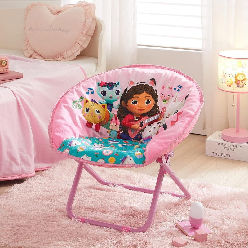 Gabbys Dollhouse 19” Toddler Saucer Chair Folding Kids Seat Cushion 3+5