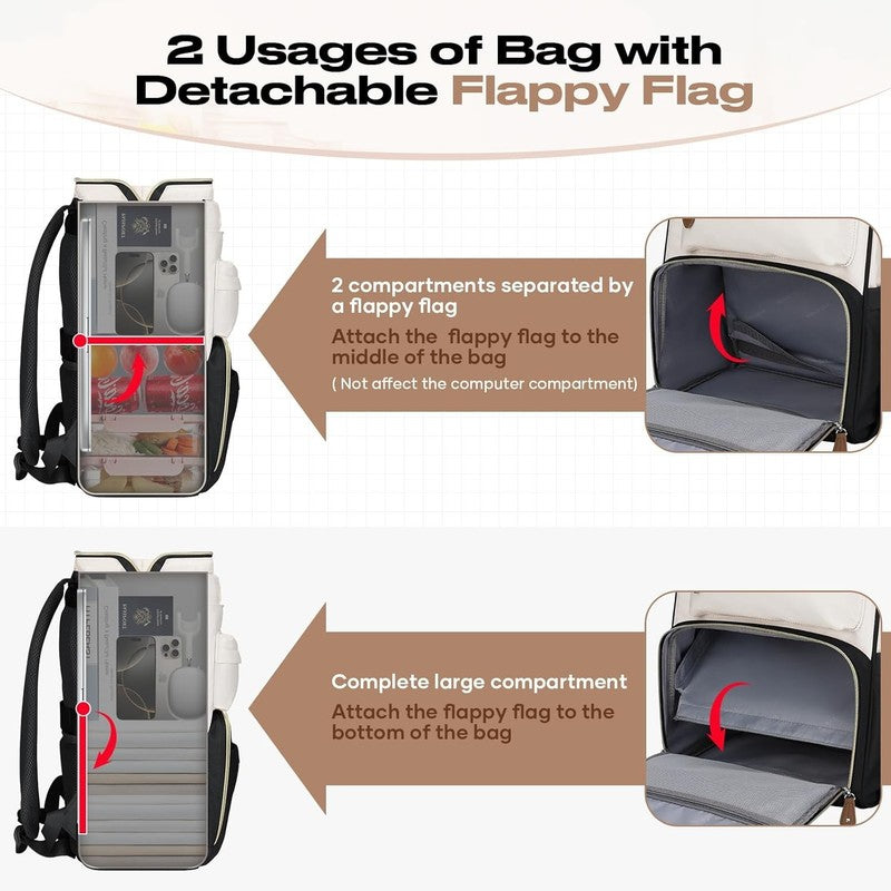 Travel Laptop Backpack 15.6 17.3" Nurse Work Bag w/ Lunch Box Black Beige5