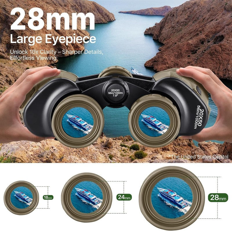 20x50 High Power Binoculars for Adults BAK4 FMC Bird Watching Hunting Hiking Mud2