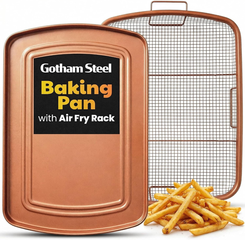 XXL Air Fryer Basket for Oven 2Pc Tray Pan 16.5x12.5 Dishwasher Safe Bake10