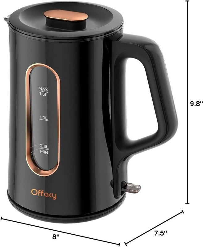Electric Kettle 1.5L 1200W Double Wall Glass Fast Boil Hot Water Boiler Black6