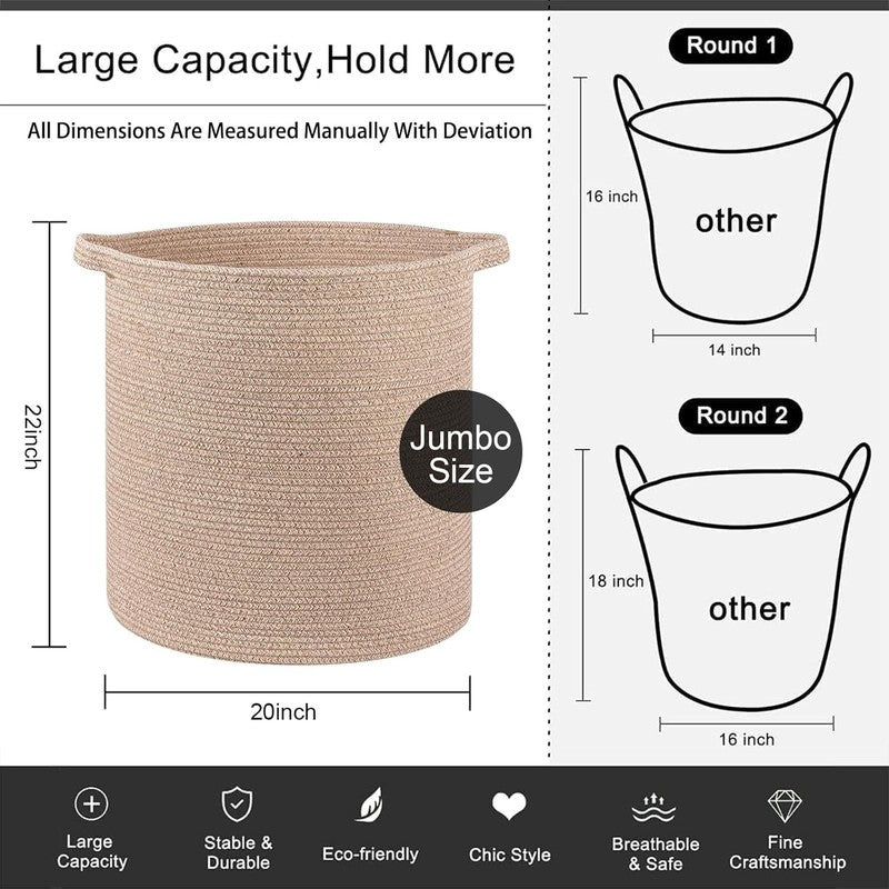 80L Laundry Hamper with Handles, Woven Storage Basket for Clothes, Brown3