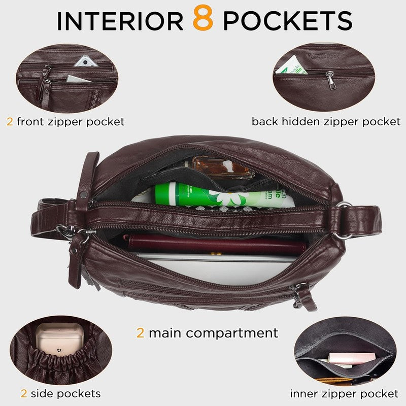 Women Crossbody Bag Tassel PU Leather Shoulder Handbag Purse Pocketbook5