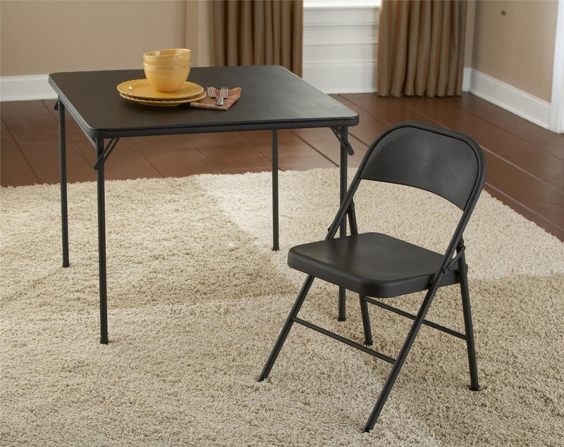 All Steel Metal Folding Chair, Double Braced, Black (Set of 4)7