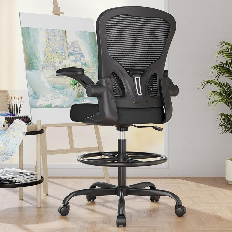 Ergonomic Drafting Chair, Tall Office Chair with Flip Up Armrests, Breathable Me8