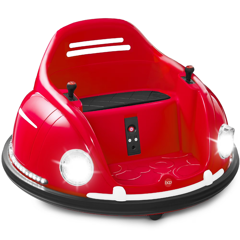 Red 6V Kids Ride On Bumper Car Remote 360 Spin Harness Lights10