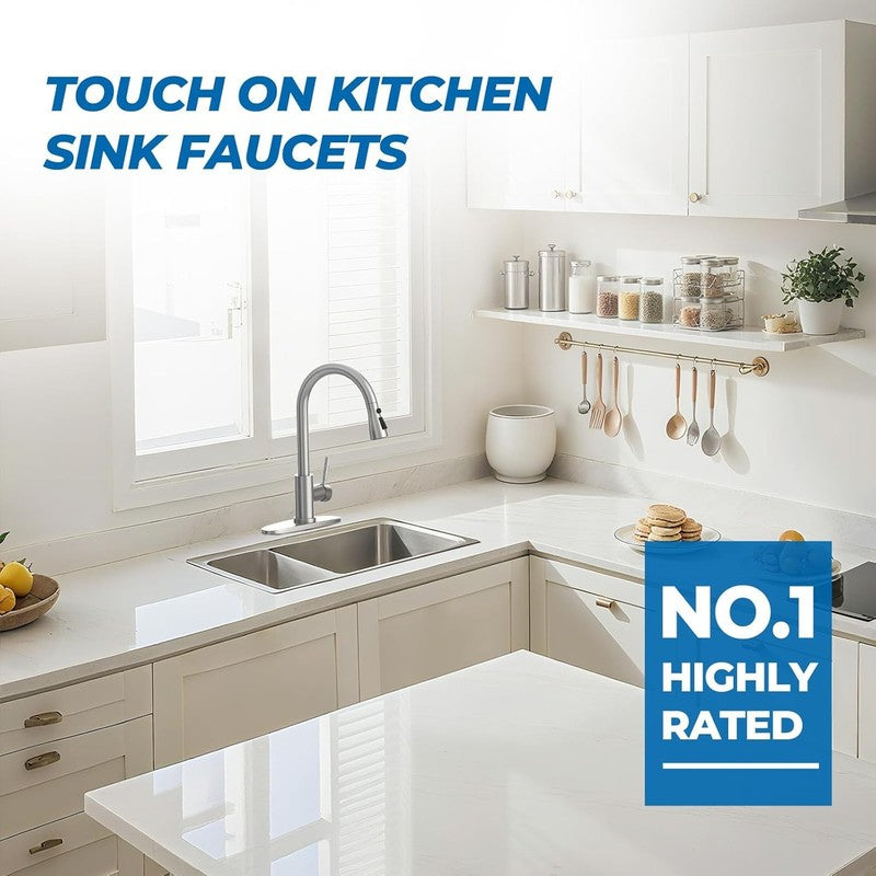 Brushed Nickel Pull Out Kitchen Faucet with Sprayer for Sink and Bar8