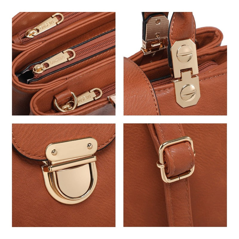 Women Satchel Handbag Vegan Leather Top Handle Medium Tote Shoulder Bag3