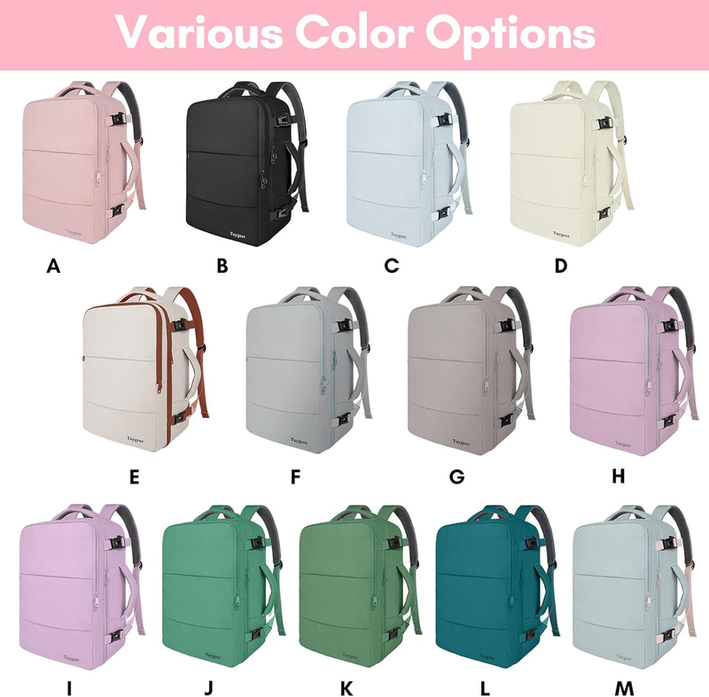 Travel Backpack for Women Carry On w/ USB Port Shoe Pouch TSA Pink1