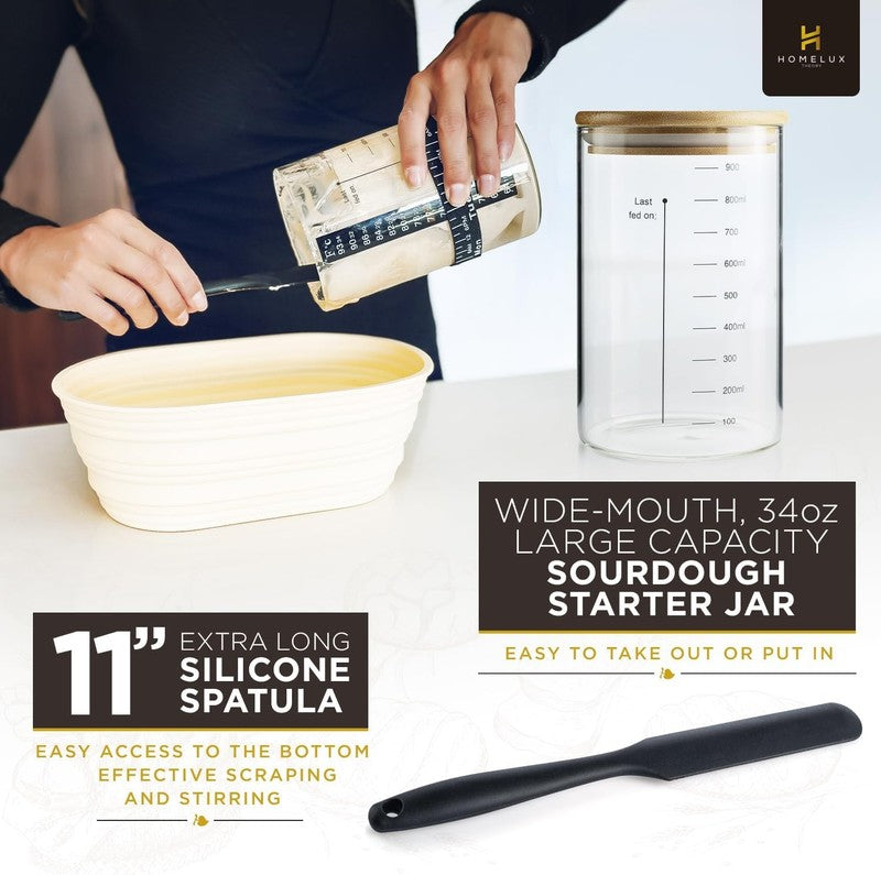 Sourdough Starter Kit 14pcs   Yellow Banneton Proofing Basket & Baking Supplies3