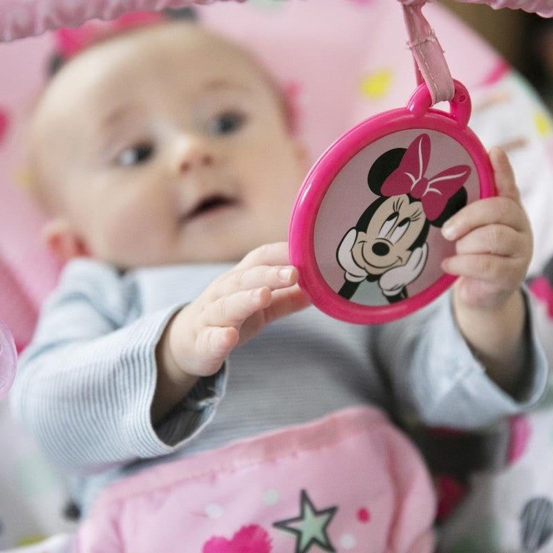 Baby Minnie Bouncer Seat w/ Vibrations Toy Bar 0 6M 20lbs3
