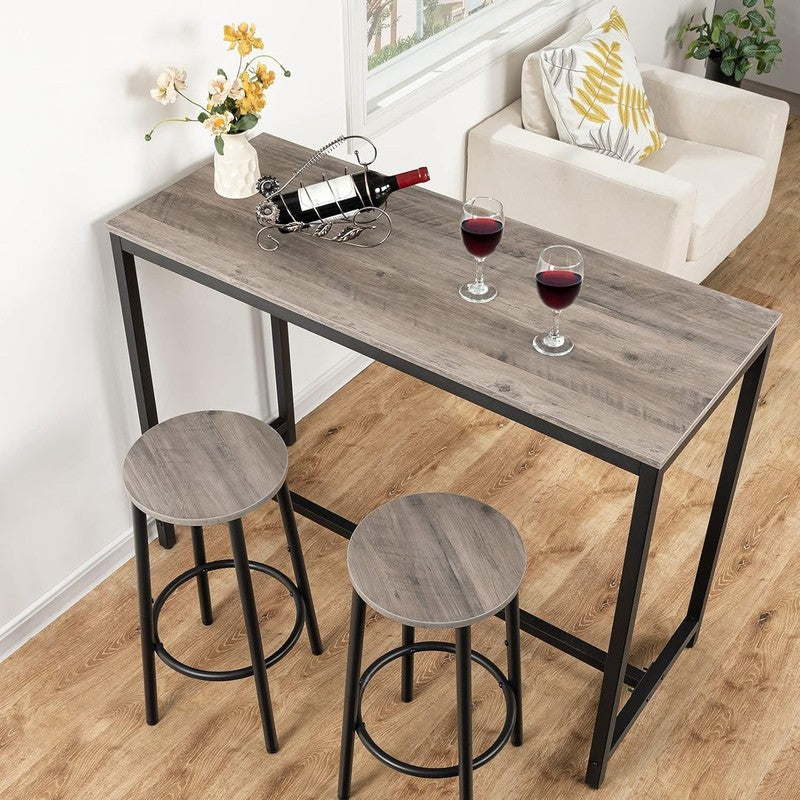 Set of 2 Bar Stools Kitchen Round Chairs with Footrest Sturdy Steel Frame1