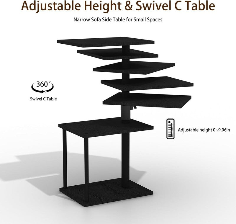 Adjustable Swivel C Side Table with Shelf for Couch Recliner Bed Small Spaces8