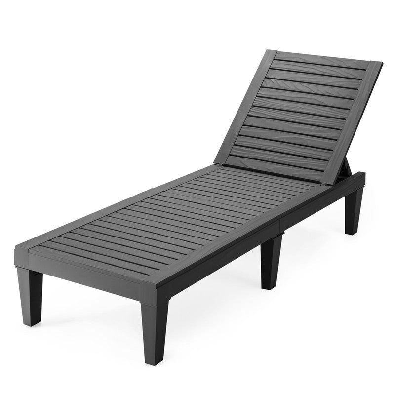 Patio Outdoor Chaise Lounge Chair Recliner W/ Adjustable Backrest Black1