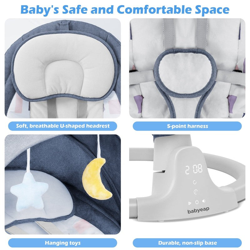 Baby Swing for Infants Motorized Swing w/ Music Speaker Remote Control Blue8