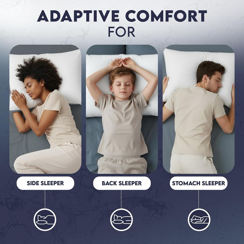 King Bed Pillows Set of 2 Down Alternative Soft Cooling Hotel Quality Grey5