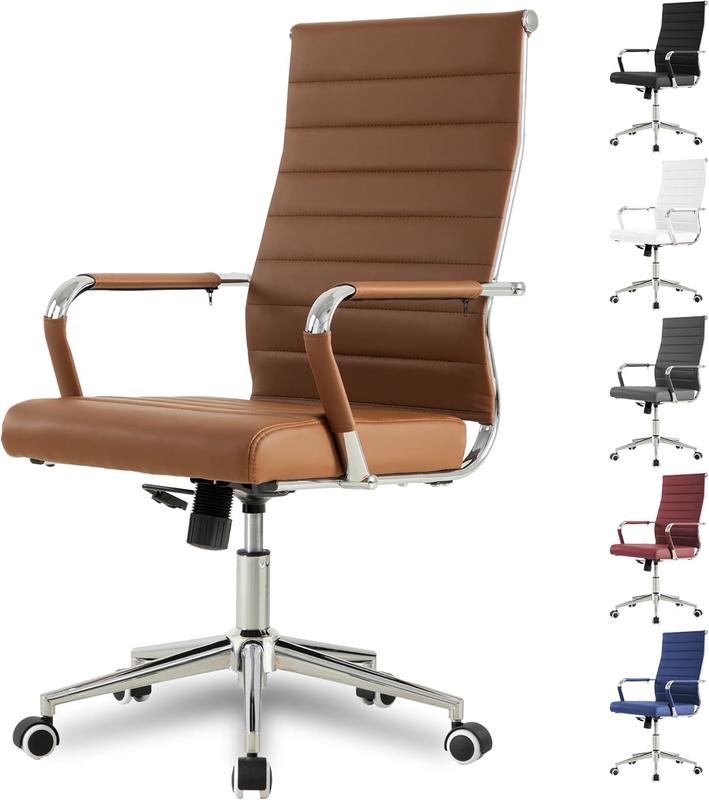Brown Executive Office Chair Ergonomic Leather Swivel Adjustable Desk11