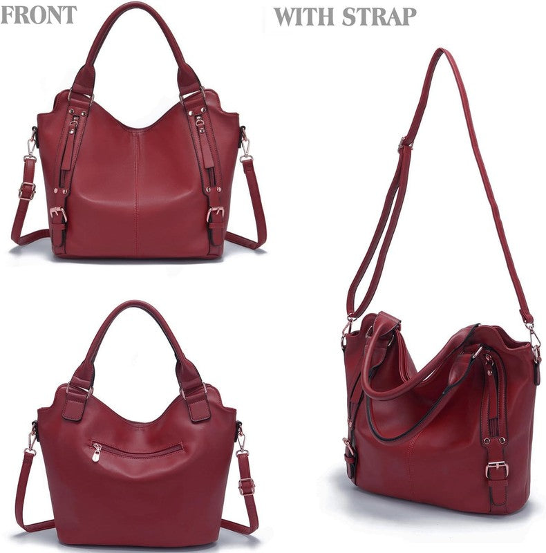 Women Large PU Leather Shoulder Tote Hobo Crossbody Bag Wallet Set 4PCS1