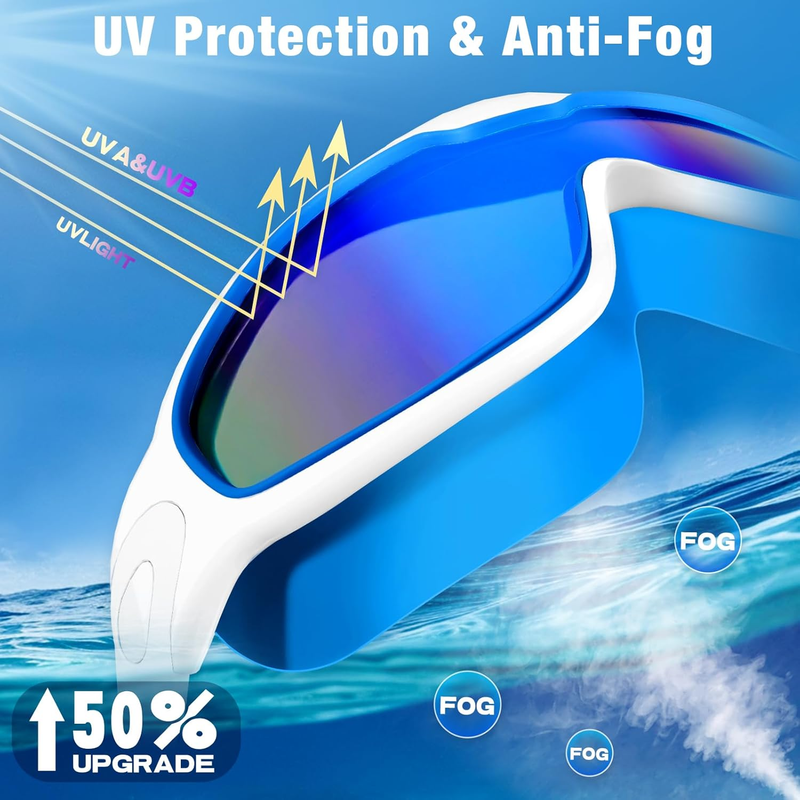 Swimming Goggles 2 Pack Adult Anti Fog UV Protection Comfortable Fit3