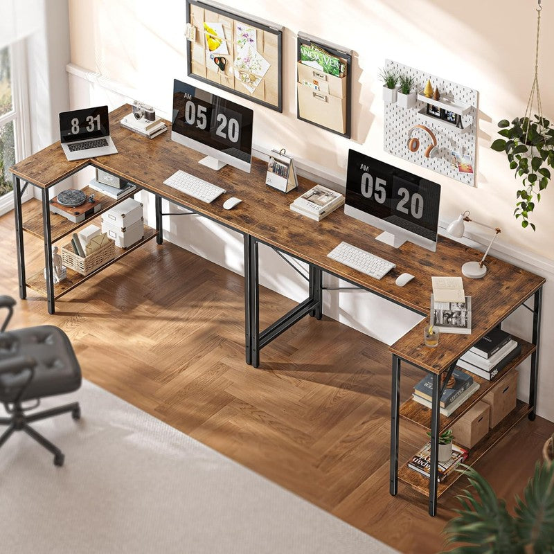 47 Inches L Shaped Desk, Computer Desk with Reversible Storage Shelves, for Gami4