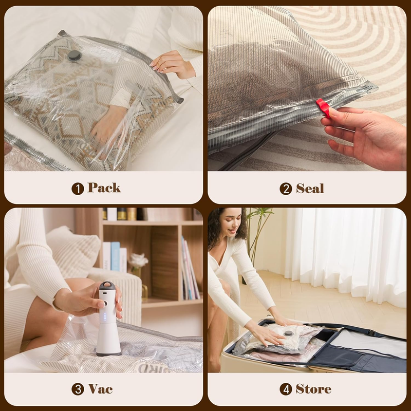 18 Pack Travel Vacuum Bags w/ Rechargeable Air Pump Space Saver5
