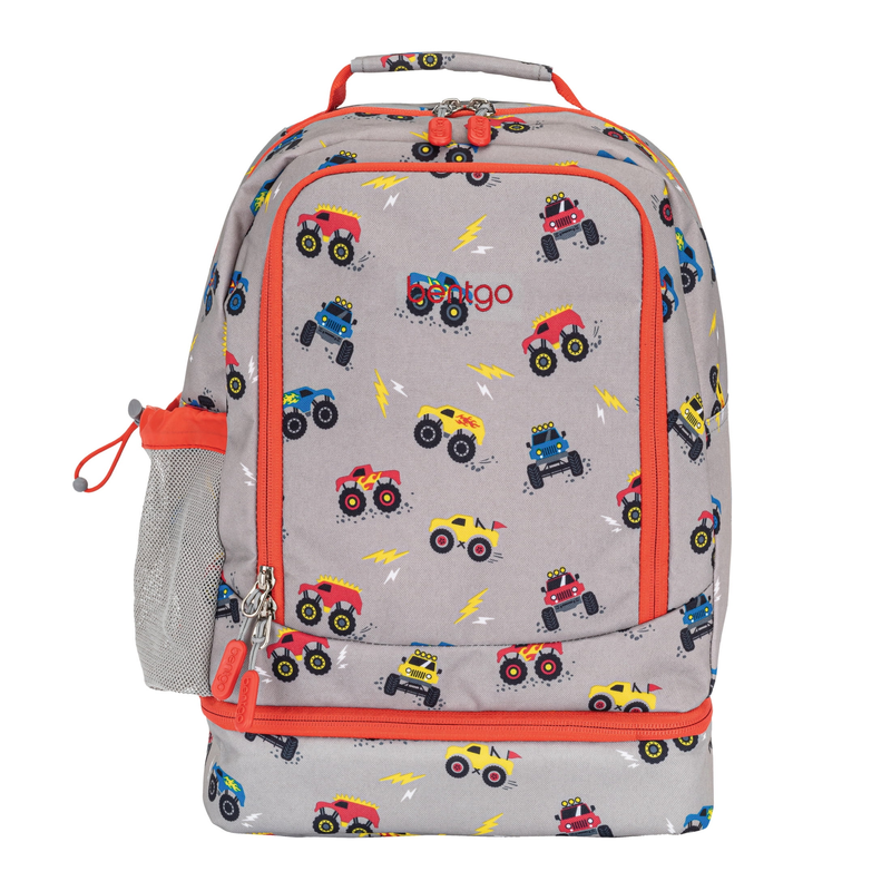 Kids 2-in-1 Backpack and Insulated Lunch Bag Trucks Print Water Resistant School7