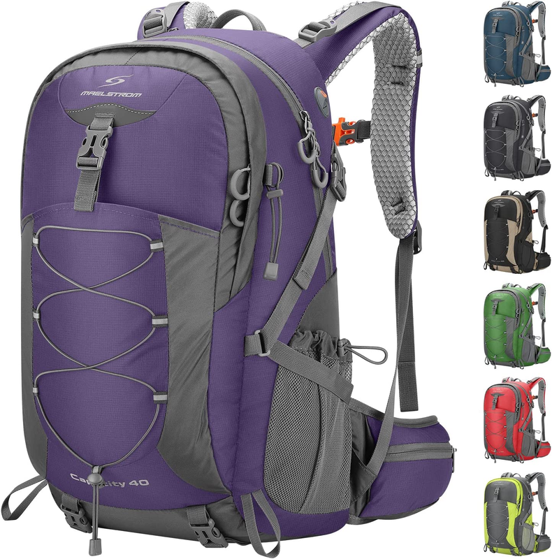 40L Waterproof Hiking Backpack Camping Travel Daypack Purple9