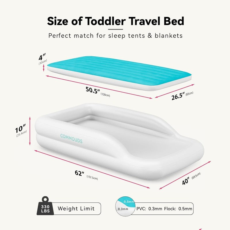 Portable Toddler Travel Bed with Safety Bumpers, Inflatable Kids Air Mattress1