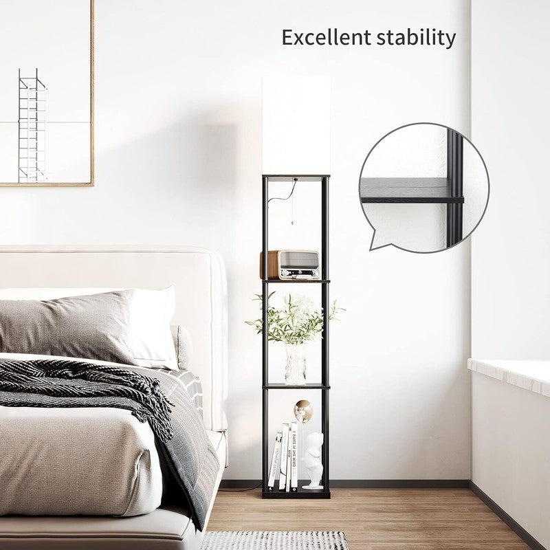 Floor Lamp with Shelves, Modern Square Standing Lamp, Bookshelf Lamp (Black)8