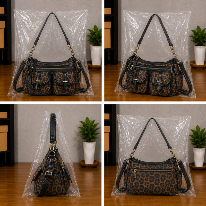 Women's Soft Vegan Leather Hobo Crossbody Multi Pocket Bag0