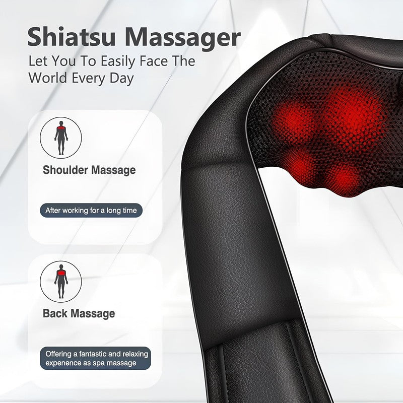Shiatsu Neck Shoulder Back Massager w/ Heat, Deep Tissue Kneading Pillow   Black3