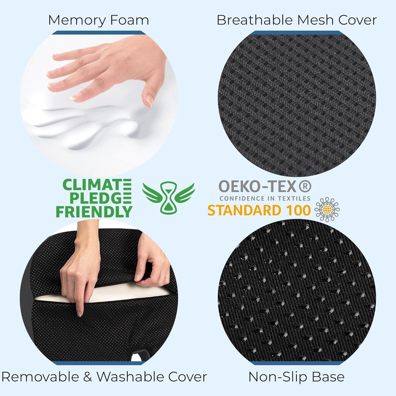 Memory Foam Seat Cushion Tailbone Pain Relief Coccyx Sciatica Gray5