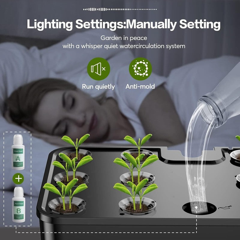 12 Pods Hydroponics Growing System, Indoor Garden with LED Grow Light, Plants Ge5